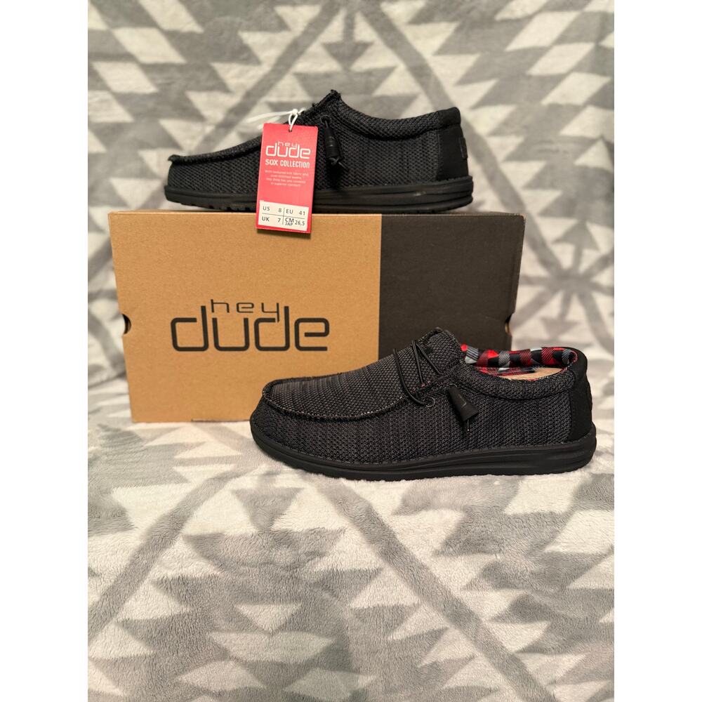 Hey Dude Men's Wally Sox Slip-On Casual Shoes in Jet Black size US 8M